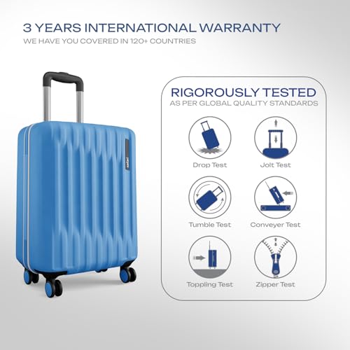 Image of Safari Cabin Ray Neo 8 Wheels 55cm Trolley Bag, Hard Case Polycarbonate, Carry On 360 Degree Wheeling Luggage for Men & Women, Travel Bag, Suitcase for Travel, Trolley Bags for Travel, Marina Blue