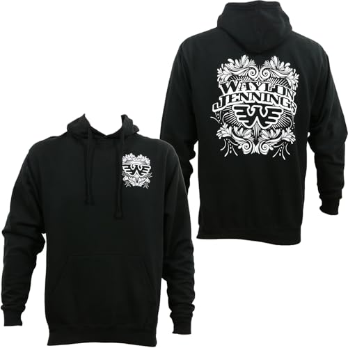 Waylon Jennings Men's Filigree Pull Over Hoodie Black