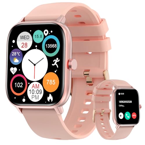 Bebinca Smartwatch Damen/Herren mit Telefonfunktion, 1,85“ HD Quadratische Touchscreen Fitness-Tracker, IP68 Wasserdicht...