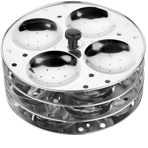 Non-Stick Stainless Steel Idli Maker Plate Stand – 3 Plates with Holes – Perfect for Home, Kitchen, and Restaurant – Pack of 1