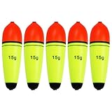 CWSDXM Slip Bobber Fishing Floats EVA Foam Bobbers for Pike Perch Carp Bass Fishing Bobber Float Saltwater Freshwater Floatage 0.35oz - 4.23oz (5 pcs Float Buoyancy 15g)