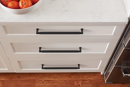Amerock Balata 10-1/16 inch (256mm) Center-to-Center Matte Black Cabinet Pull, BP37628MB by Amerock - Image 2