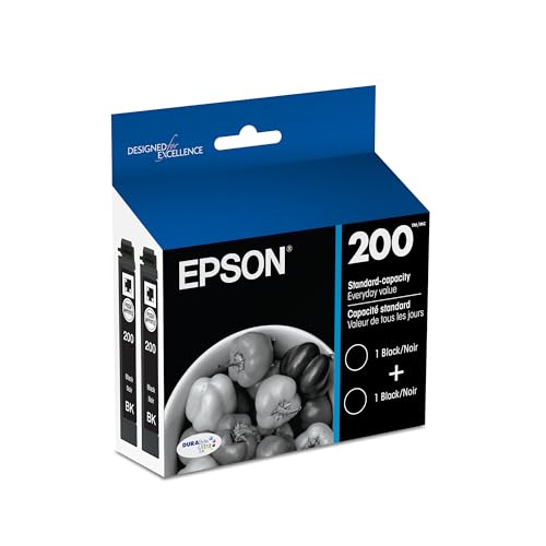 EPSON 200 DURABrite Ultra Ink Standard Capacity Black Dual Cartridge Pack (T200120-D2) Works with WorkForce WF-2520, WF-2530, WF-2540, Expression XP-200, XP-300, XP-310, XP-400, XP-410