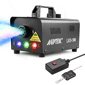 AGPtEK Máquina de Niebla, Máquina de Humo con Remoto Inalámbrico, Máquina de Humo portátil con mando a distancia, Perfecta para Halloween, Navidad, fiesta, boda, escenarios