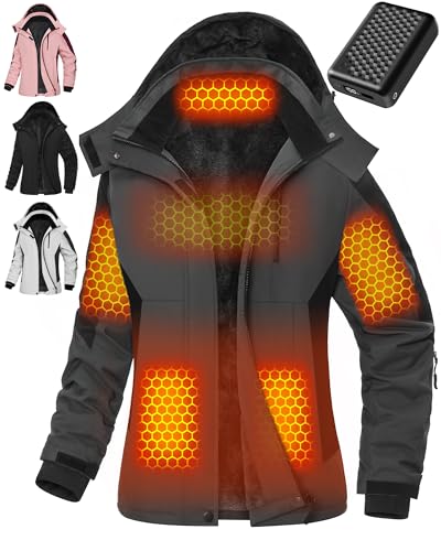 Women Heated Jacket Battery Pack Included Waterproof Ski Snow Snowboard Coat Horse Riding Gear Hiking Essentials Backpack Accessories Pants Socks Gloves Gift Cool Car Rv Equipment Road Trip Stuff