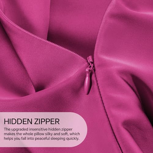 Image of INFIIXSO Silk Pillow Cases 2 Pack Standard Size, Ultra Smooth & Soft Mulberry Silk Pillow Case for Hair and Skin, Breathable Cooling Silk Pillowcase with Hidden Zipper (Hot Pink, 20x26 Inches)