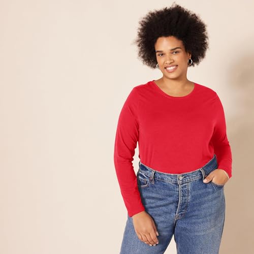 Image of Amazon Essentials Women's Regular-Fit Long-Sleeve Crewneck T-Shirt (Available in Plus Size)