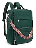 SYTRAH Leather Laptop Backpack, 15.6 Inch Business Computer Bag, Designer College Backpack Travel Backpack with Colorful Shoulder Bag Strap Green