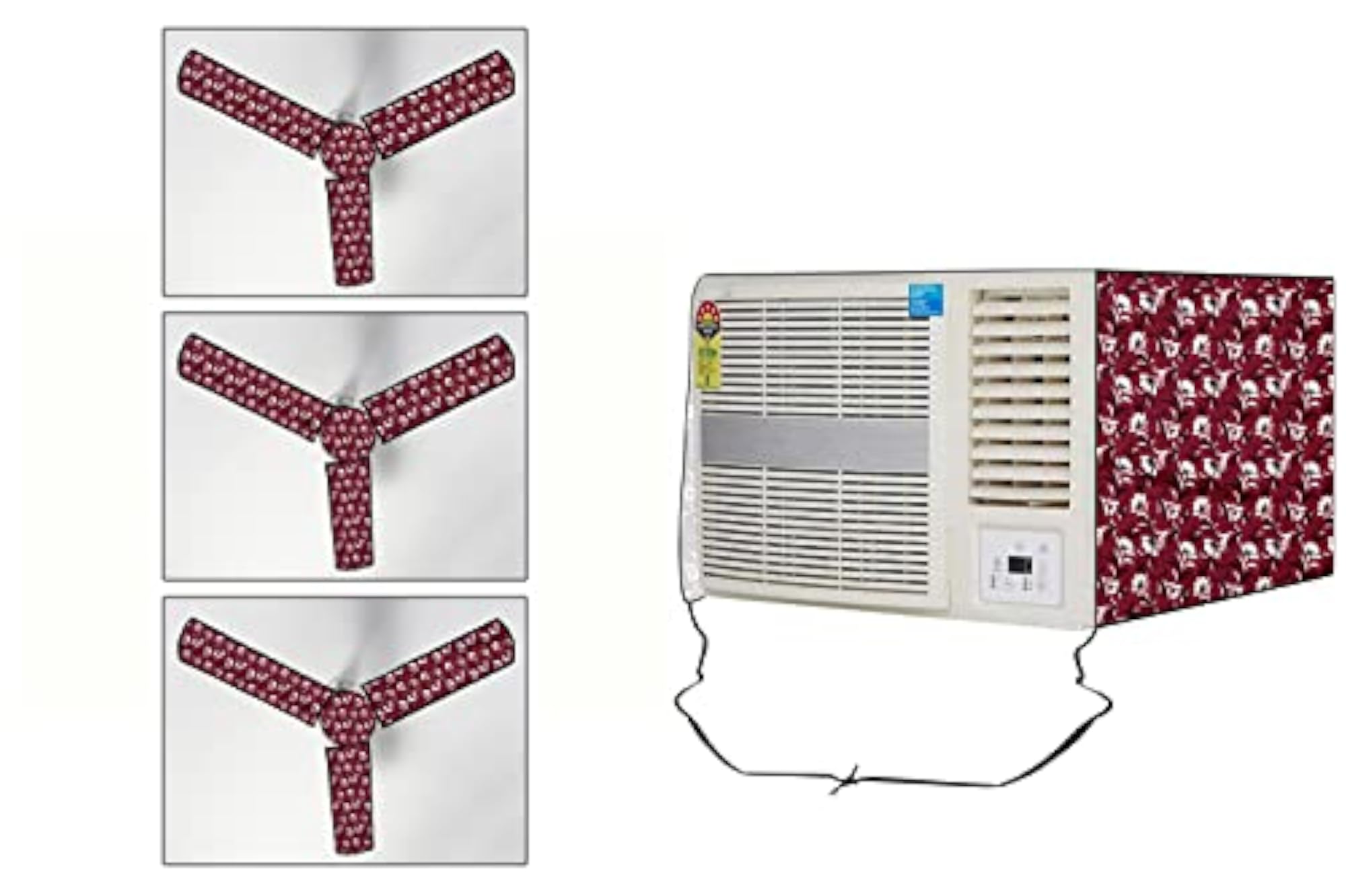 Waterproof & Dustproof Floral Pattern Ceiling Fan Cover for 3 Units
