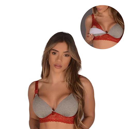 Kit 2 Sutiãs de Amamentação com Bojo Sutian Renda Reforçado Pós Parto Feminino Confortável Gestante