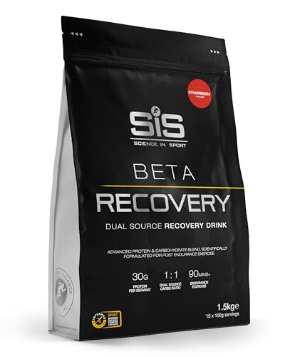 Science in Sport BETA Recovery en polvo 1,5kg Fresa - Bebida deportiva de recuperación en polvo con carbohidratos y proteínas en una proporción 2:1, Bebida en polvo para entrenamiento