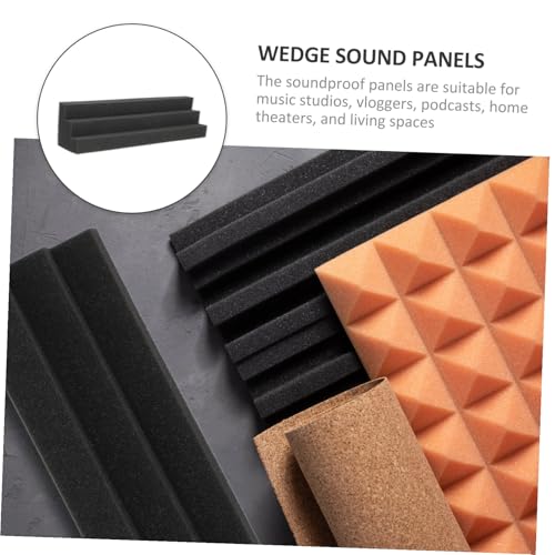 4 piezas paneles acústicos negros en cuña con esponja de alta densidad para absorción de sonido y tratamiento de paredes para home theater, estudio y grabación miniatura 3