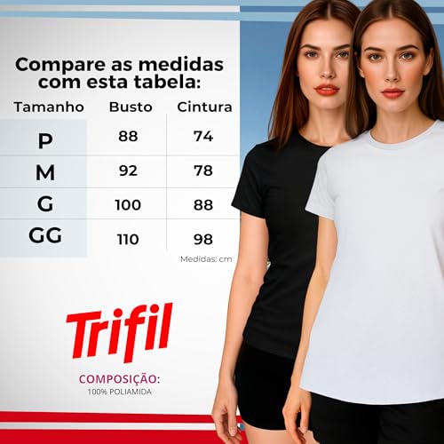 Camiseta Trifil DryFit Manga Curta 100% Poliamida Feminino Adulto | Preto | GG