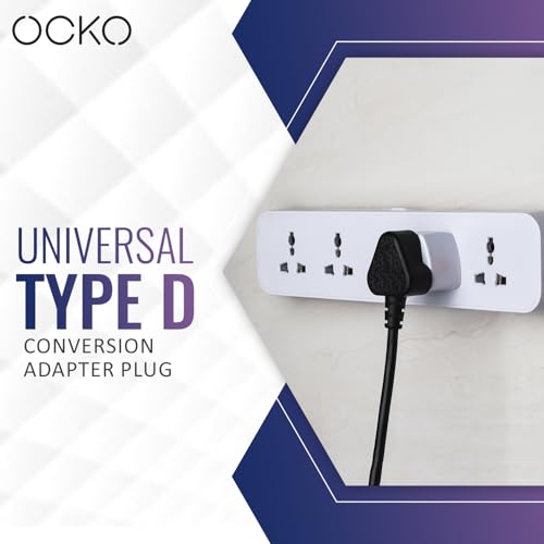 Image of Ocko Type D Adapter / / World (USA, UK, Canada, Europe, and More) to India Travel Adapter Plug - Type D, 3-Round Pin Converter Socket Perfect for Laptop, Camera, Charger (White, Pack of 2)
