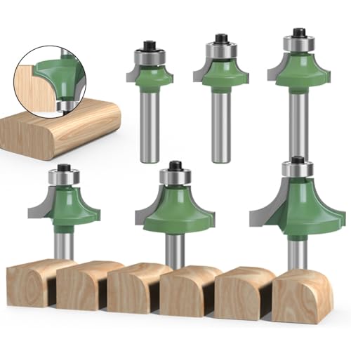 6 frese rotonde da 8 mm, fresa a raggio in metallo duro con cuscinetti a sfera, fresa rotonda su fresa, punte rotonde, testa di fresa per fresa superiore 8 mm, per falegnameria, smussi, lavorazione