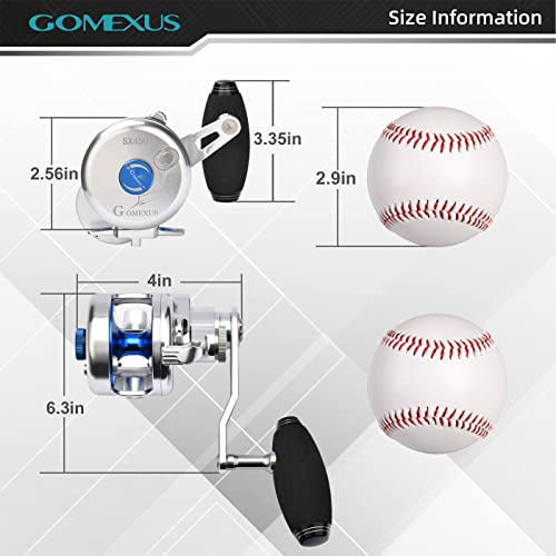 Gomexus Jigging Reel Right Hand Large Capacity 6.3:1 66Lbs Narrow Spool Smooth Conventional Saltwater Reel Sx450 #TOP4