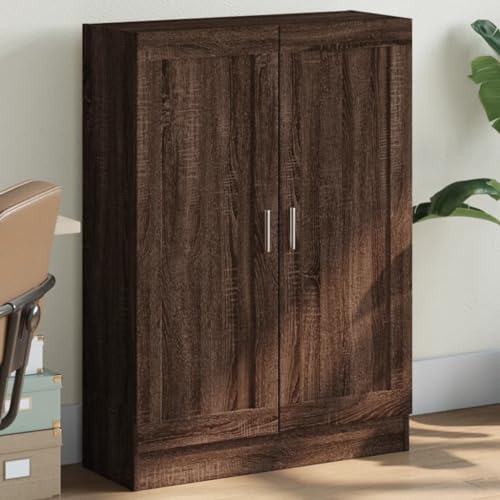 Estantería de roble marrón con acabado robusto de madera diseñada para el salón 2