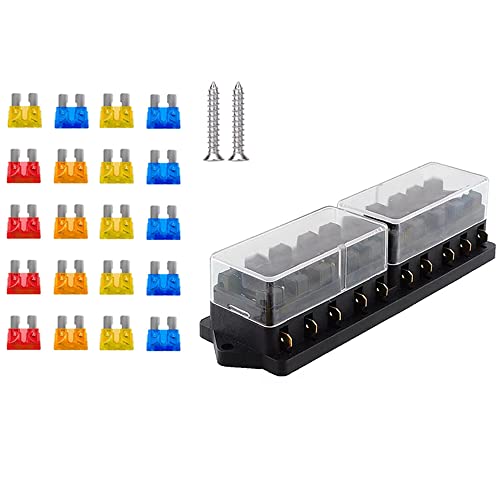 Boîte à fusibles à lame 10 voies avec connecteurs 5A à 20A pour bloc d'alimentation