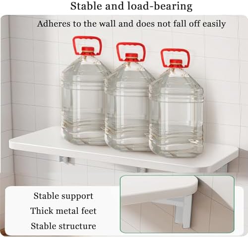 Wall Mounted Folding Table - Space-Saving Foldable Workbench for Office Kitchen Home Bar & Study - Compact White Work Table (60x40cm)