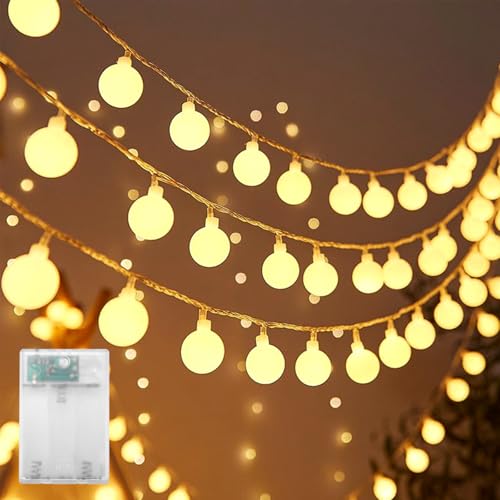 ENLACE Lichterkette Kugeln Batterie 2M 20 LED Globe Lichterketten 1 8 cm Durchmesser Kugeln Warmweiß Kugel Lichterkette für Weihnachten Hochzeit Kinderzimmer Party Innen & Außen