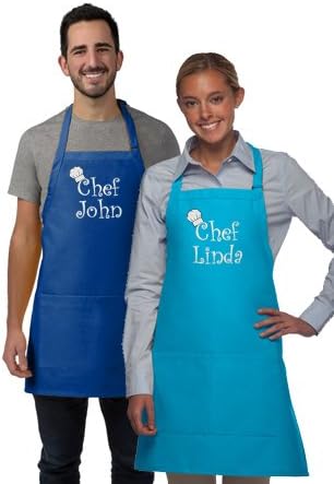 Miniatura 5 de THE APRONPLACE Juego de delantal y sombrero personalizado para adultos con cualquier nombre, añade tu propio nombre para hombres, mujeres, cocina,