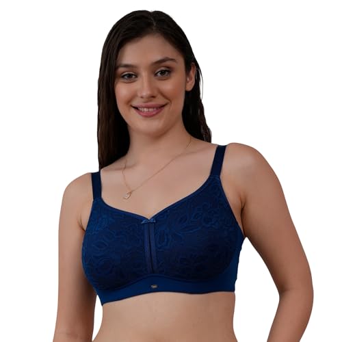 Image of SOIE Women Non Padded Non-Wired Full Coverage Minimizer Lace Bra