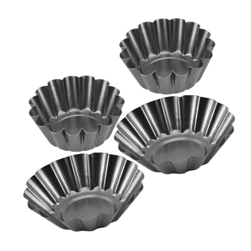 Hohopeti 4 piezas Molde para Tartaletas de Huevo de Acero al Carbono de Unidades Grandes Pequeños con Borde Reforzado y Superficie Antiadherente para Hornear Pasteles y Cupcakes sin