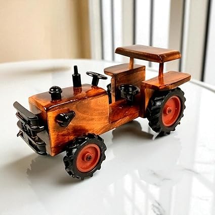 Wooden Movable Tractor Toy, Handcrafted Showpiece for Kids Play, Home Décor & Gift, Brown, 10 Inch-image-19