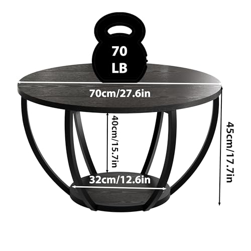 HOMERECOMMEND Round Coffee Table,Accent Center Table for Living Room,Black - Image 2