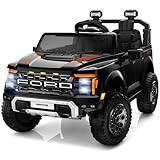 Picture of ENYOPRO Licensed Ford F-150 Raptor 2 Seater Electric Car for Kids, 24 Volt Ride on Toys for Boys with Remote Control, Kids Electric Car w/Truck Bed Storage, Led Lights, Soft Start (Black)