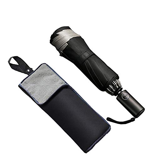 折りたたみ傘 軽量 ワンタッチ 自動開閉 逆折り式 10本骨 280Tteflon撥水加工 風に強い 梅雨対策 晴雨兼用 おりたたみ傘 メンズ 収納ケース付き (ブラック)