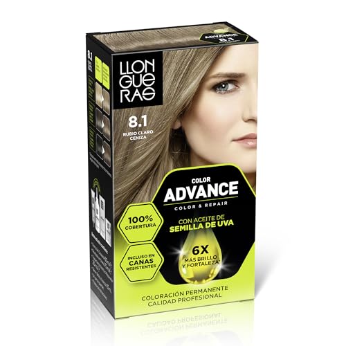 Llongueras Color Advance Tinte Pelo Mujer Coloración Permanente 100% Cobertura Incluso En Canas Resistentes - Tono 8.1 Rubio Claro Ceniza