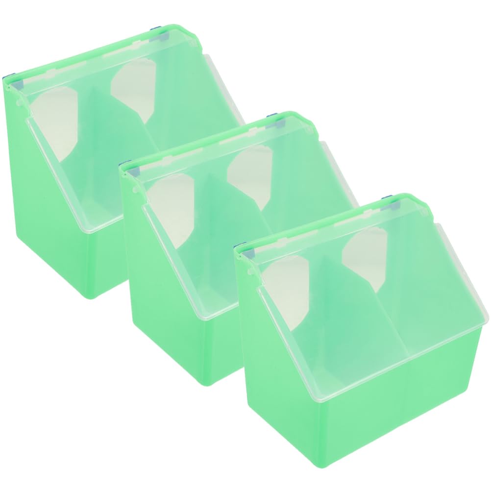 INOOMP 3pcs Pigeon Feeder Bird Cage Hanging Food Water Dispenser 2 Hole Parrot Feeder Compartment Feeder Box for Chicken Canaries Quail Bird Parrot Parakeets, 17.00X14.00X9.50CM, Green