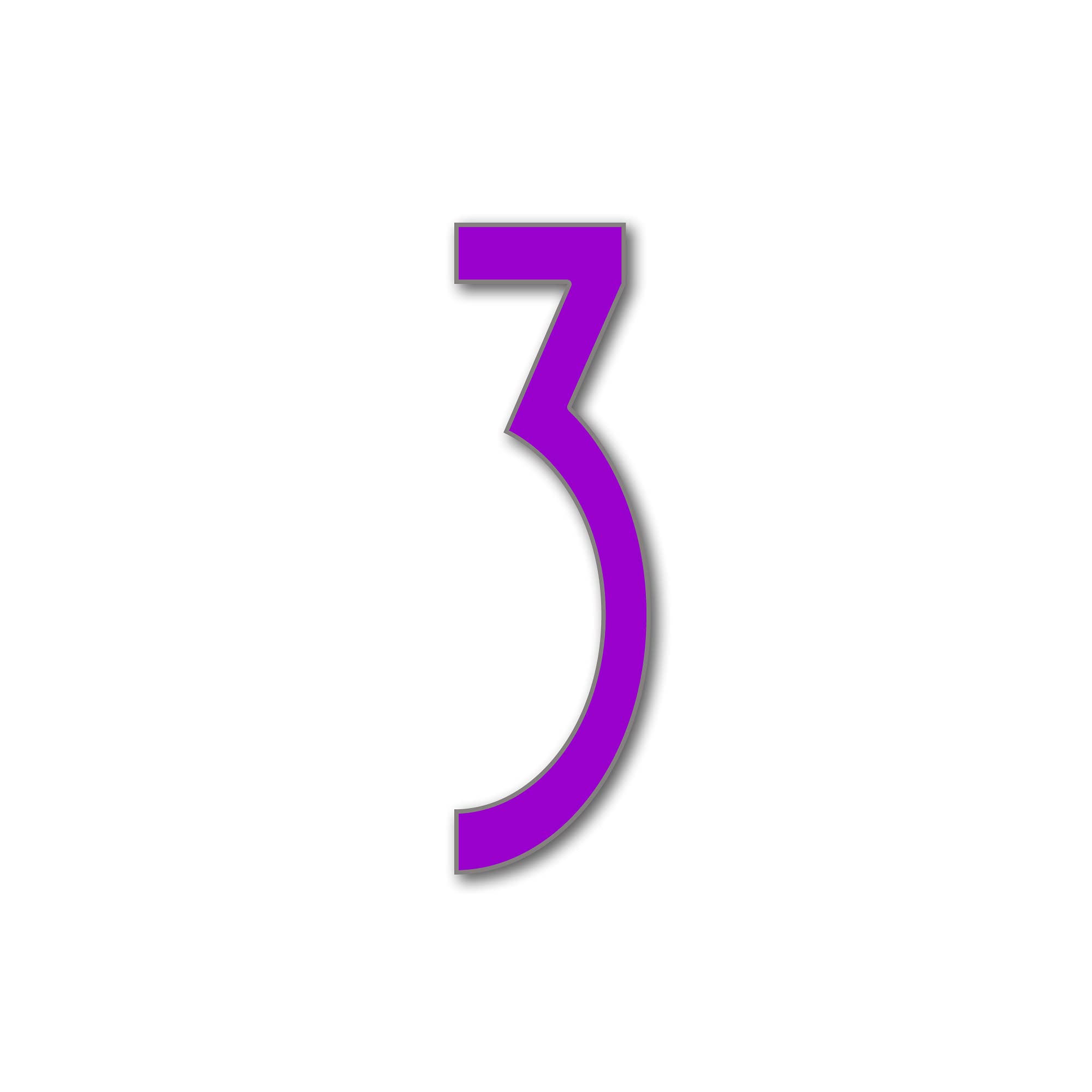 House Number 3 AVENIDA Door Numbers in 3 Sizes (15, 20, 25cm / 5.9, 7.8, 9.8in) Modern Floating House Number Acrylic incl. Fixings, Colour:Purple, Size:25cm / 9.8'' / 250mm — image 1