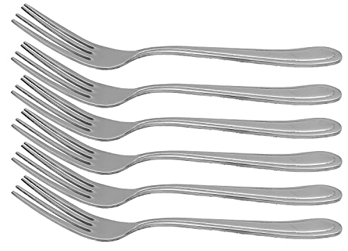 6 piece Super Quality Heavy Duty 4mm Thickness Stainless Steel Dinnerware, High-Polish Finish (6 pc Dinner Fork)