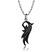 TIGRADE Couple Matching 2 PCS Silver/Black/Rose Gold Tone Elegant Angel Wing Pendant Necklace Set with Chain (Black and Rose Gold)