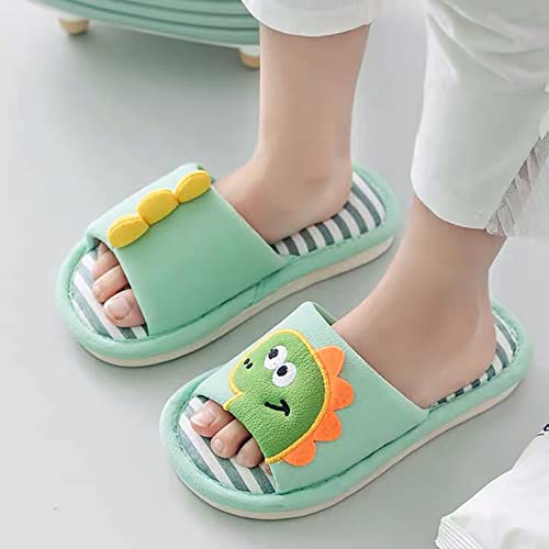 Generic Toddler Summer Open Toe House Slippers Linen Shoes Cute Dinosaur Slippers Slip On Cotton Linen Shoes Indoor4
