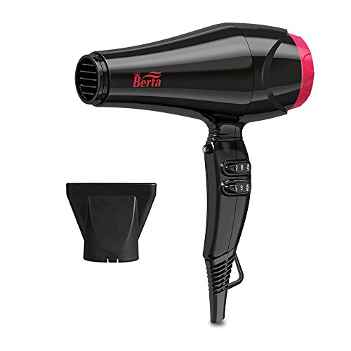 BERTA 1875W Professional Salon Hair Dryer Negative Ionic Blow Dryer, 2 Speed 3 Heat Settings Cool Button with AC Motor, Concentrator Nozzle BERTA 1875W Professional Salon Hair Dryer Negative Ionic Blow Dryer, 2 Speed 3 Heat Settings Cool Button with AC Motor, Concentrator Nozzle