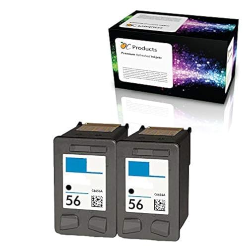 OCProducts Refilled Ink Cartridge Replacement for HP 56 for PSC 1315 PSC 2410 PSC 1110 PSC 2175 Officejet 6110 Deskjet 450 PhotoSmart 7150 7260 Printers (2 Black)