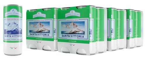 Santa Vittoria Natural Italian Sparkling Mineral Water Cans. No Sugar, No Flavours, No Preservatives - 6 x (4 x 330 ml)