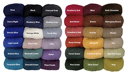 100% Baby Alpaca Yarn - Royalty Yarns Extra Soft Worsted #4 Baby Alpaca 4 Ply Yarn For Knitting, Crocheting And Weaving 200 Grams Red Velvet Melange #TOP3
