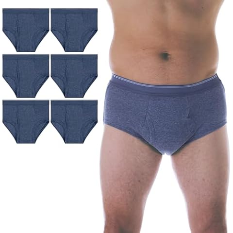 Wearever Men’s Incontinence Briefs for Bladder Control with Super Absorbency - Reusable & Washable Leak Proof Underwear for Men (Pack of 6) (Gray) (L) (Waist 38-40) Cover