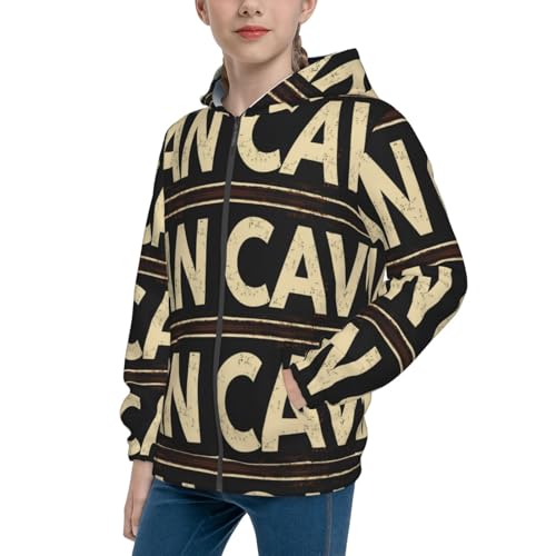 Man Cave Retro Kids Pullover Hoodies Boys Zip Up Sweatshirts Girls Athletic Clothes with Pocket