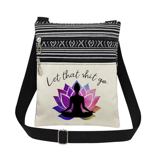 XiaoGalaee Yoga Meditation Print Crossbody Bag with Adjustable Strap Mystic Lotus Design for Women Messenger Bag Funny Zen Meditation Gift for Her Birthday Gift Stress Relief Holiday​​ Present