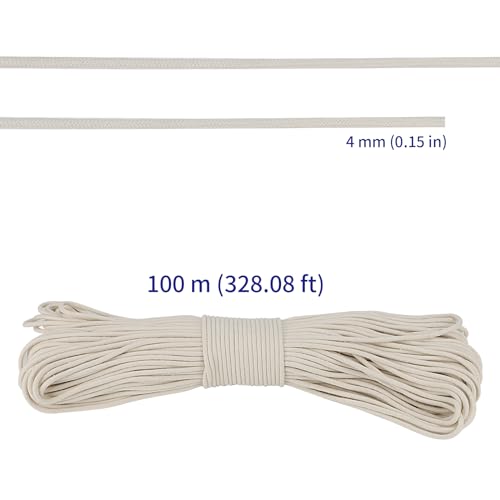 SOUJAP 5/32 Inch White Natural Cotton Clothesline Rope, 4mm x 328 Feet Cotton Sash Cord for Window, Decoration, Tie Down by SOUJAP - Image 2