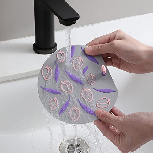 Bujão de ralo de chuveiro - Bujão de drenagem de banheiro com padrão floral 3D - Capa de pia macia d