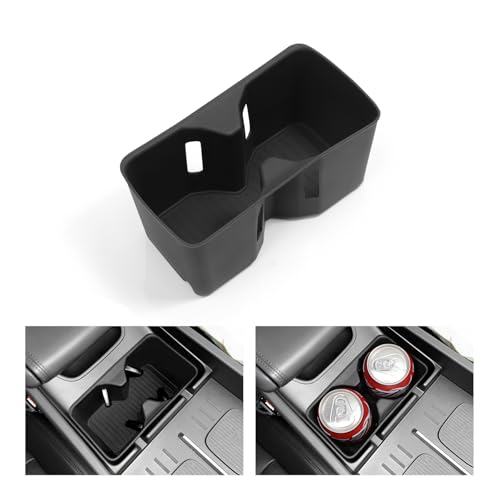 LUCKEASY Center Console Water Cup Holder Insert Compatible with 2024 2025 Hyundai Santa Fe Not for Tucson Center Console Water Drink Limiter Holder for Hyundai Santa Fe Silicone Black