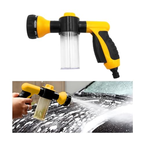 Ywdiml Car Wash Foam Gun, High Pressure Vehicle Wash Soap Sprayer with 8 Adjustable Watering Patterns, Automotive Hose Nozzle Foam Blaster, Universal for Automobile RV Truck (Yellow)
