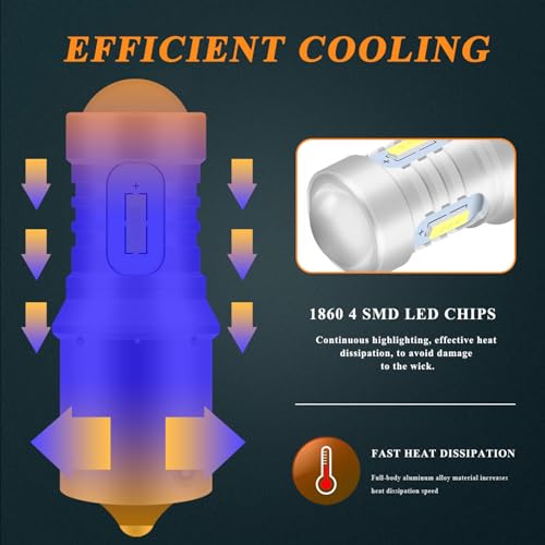 Image of 1860-4SMD Motorcycle Indicator Bulbs Long-Lasting, High-Brightness Beads, 1156 Cross Pin Fitting with Efficient Cooling and Easy Installation. Orange light (2)