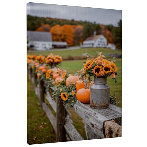 Toile murale citrouilles rustiques pour réchauffer un salon blanc ou une cuisine terne